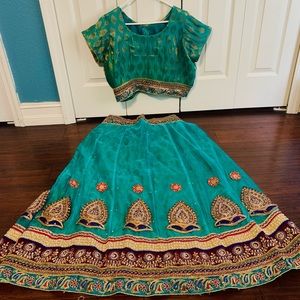 Green Indian pakistani Outfit Lehenga Bollywood Eid Dress